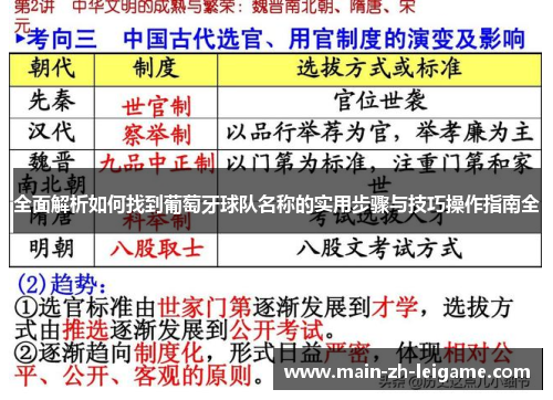 全面解析如何找到葡萄牙球队名称的实用步骤与技巧操作指南全